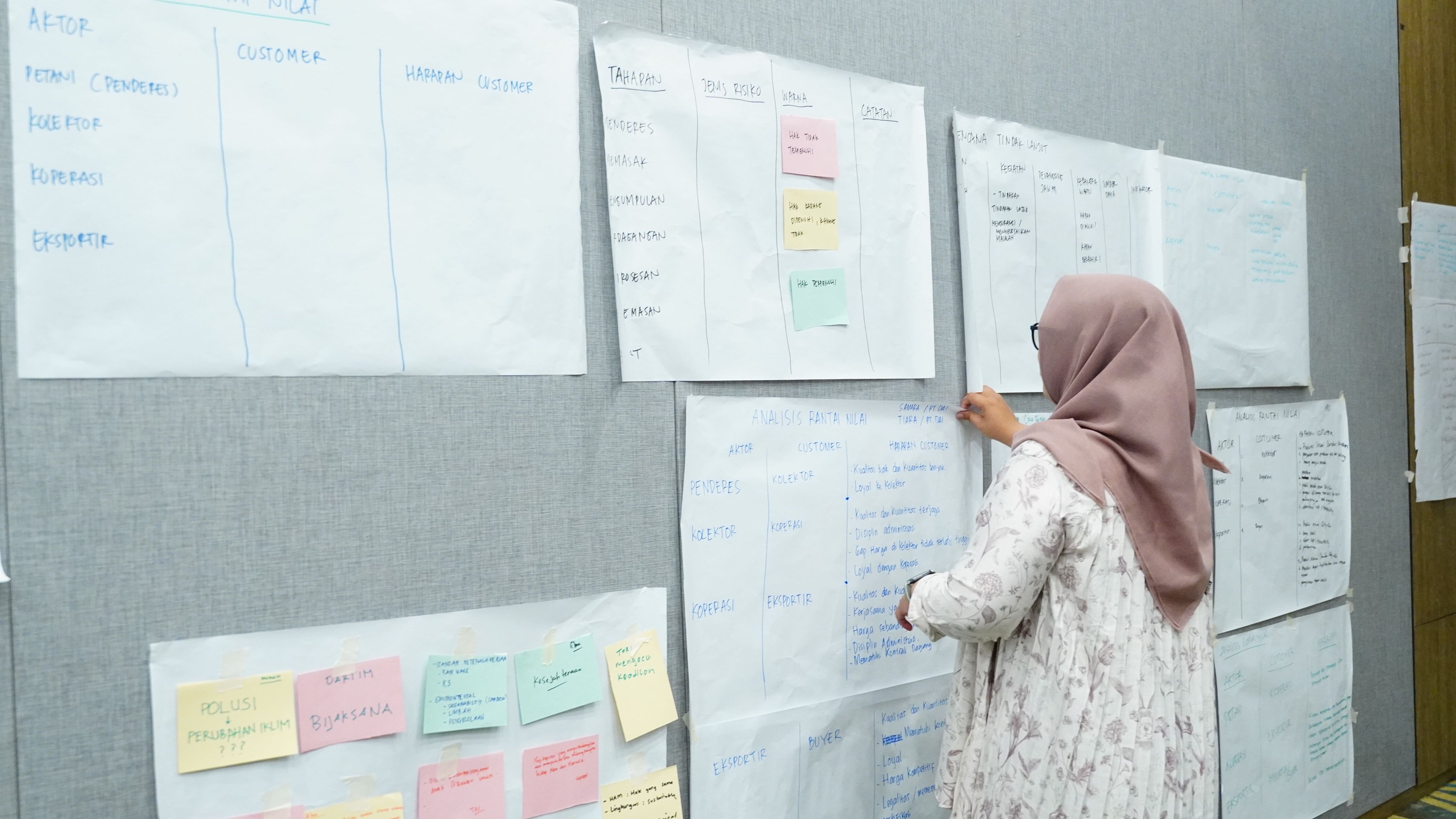 Participant pointing out key risks on chart