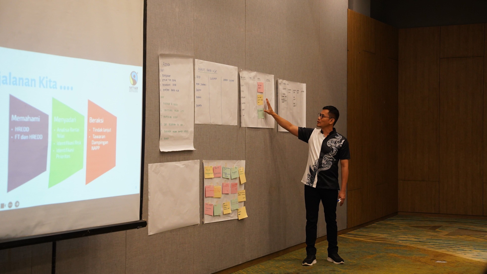 Participants mapping risks on flip charts